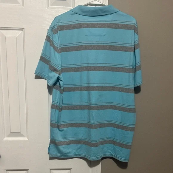 St. John's Bay Light Blue and Gray Striped Polo - Picture 2 of 4